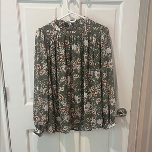 JODIFL Floral Blouse in Olive and White